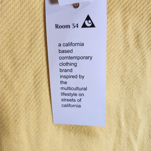 Room 34 Kaftan‎ Shift Dress XL Women Yellow Tassel Organic Cotton Beach Resort - Picture 4 of 12